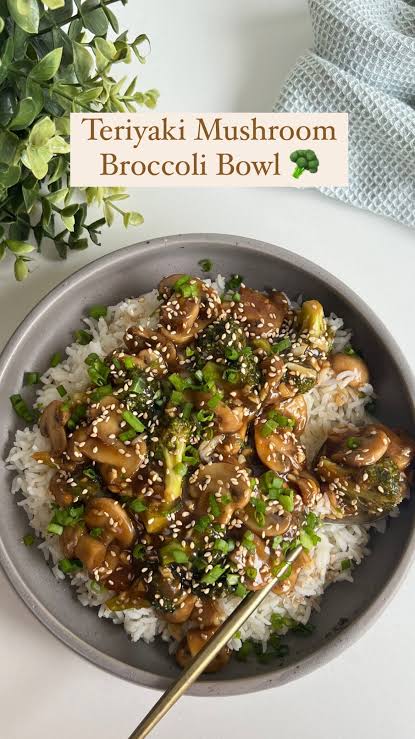 Teriyaki Mashroom Brocolli Bowl